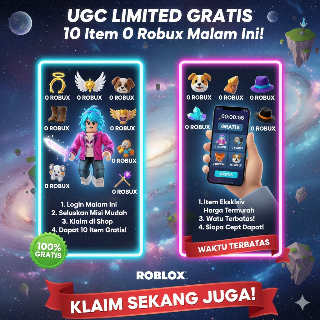 UGC Limited Gratis Roblox 10 Item 0 Robux Malam Ini!