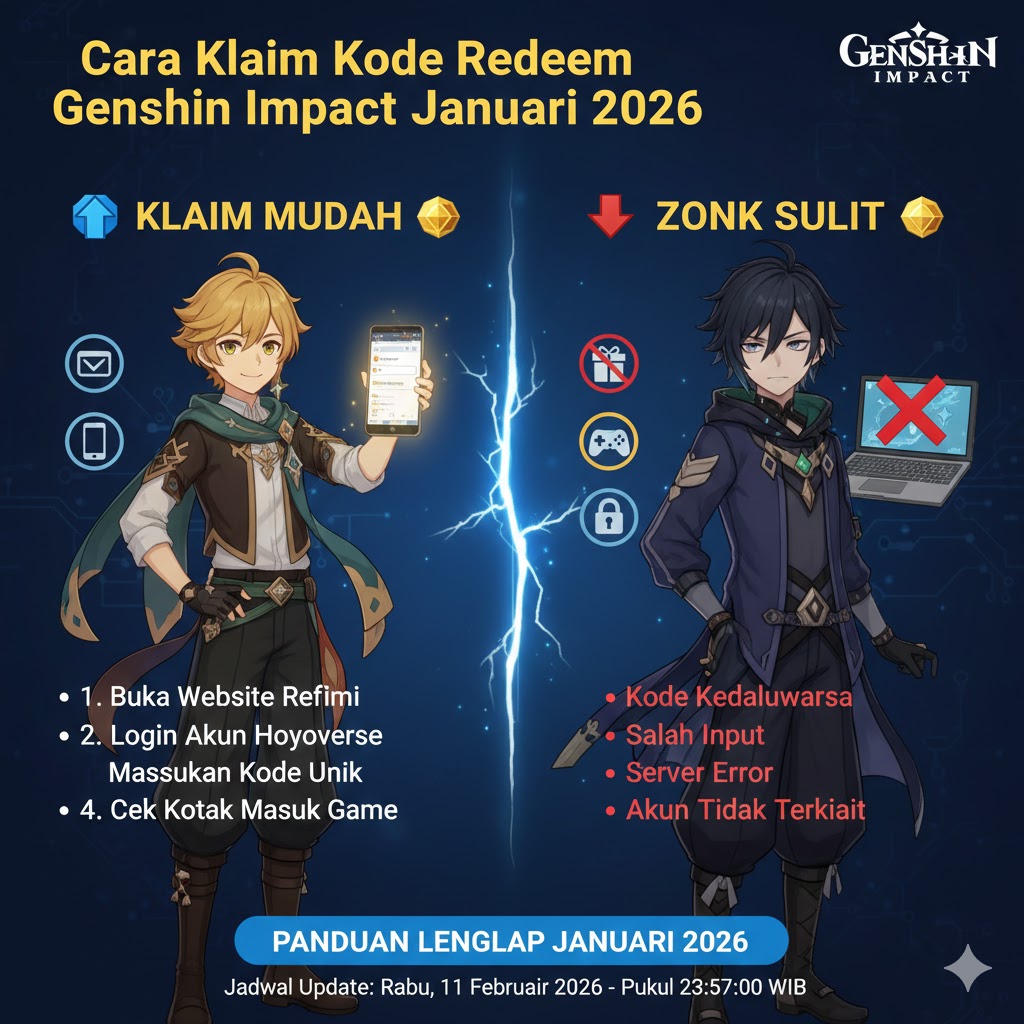 Cara Klaim Kode Redeem Genshin Impact Terbaru Januari 2026