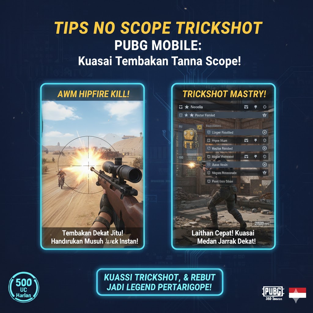 Tips No Scope Trickshot PUBG Mobile: AWM Hipfire Kill!